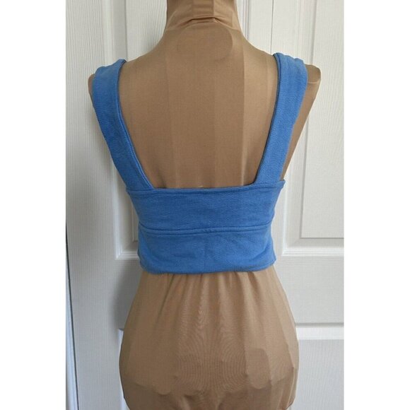 Madewell Cutout Knot-Front Crop Tank Top Oasis Blue Size S - Picture 6 of 11